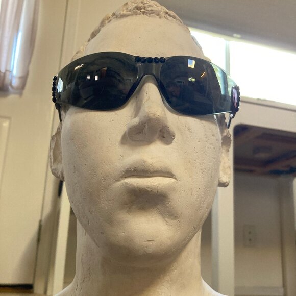 Dark Gray Sunglasses Black Swarovski Crystal Accents - Unique - Men or Women - Picture 12 of 14
